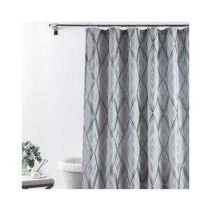 Croscill Echo Shower Curtain 72x72 Slate Grey New Geometric Diamond Woven Fabric